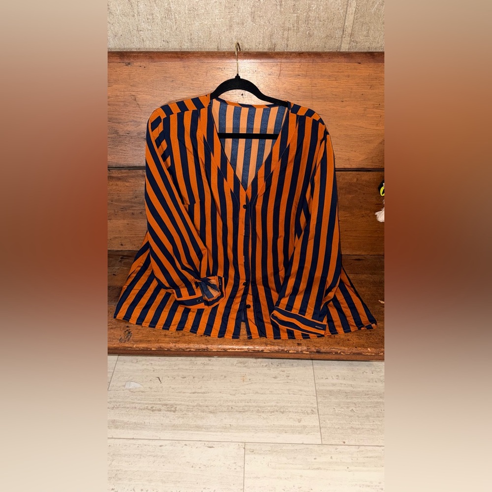 Striped Orange and Black Women's Top